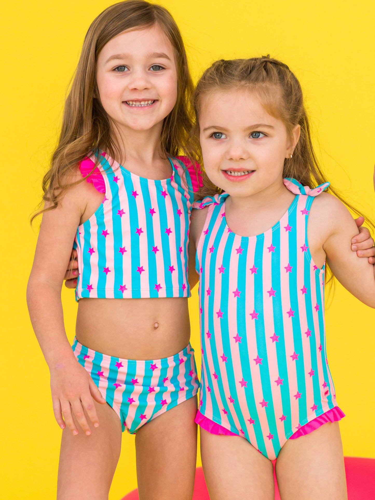 Neon Star Party Racerback Flutter Tankini
