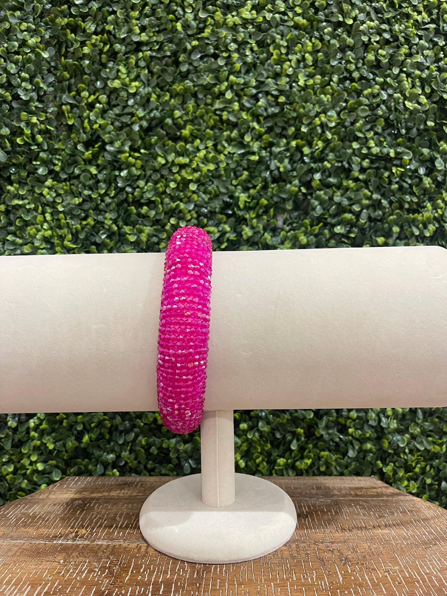 Magenta Beaded Round Headband