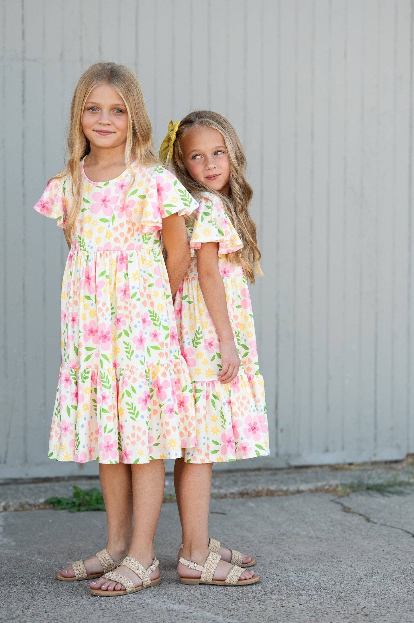 Emma Dainty Spring Floral Flutter Sleeve Twirl Dress