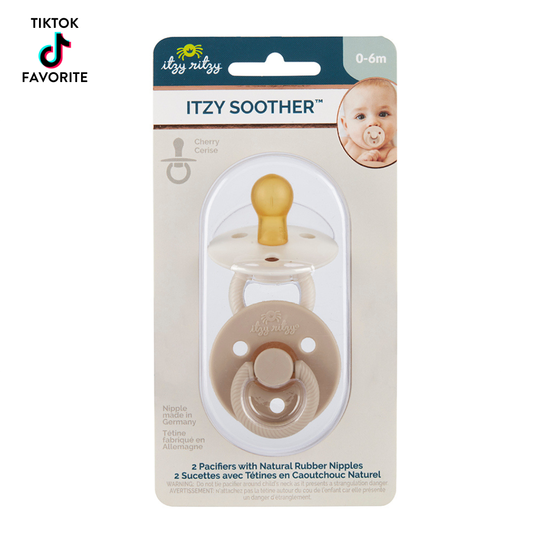*NEW SIZE* Itzy Soother™ Natural Rubber Paci Sets: Coconut + Toast