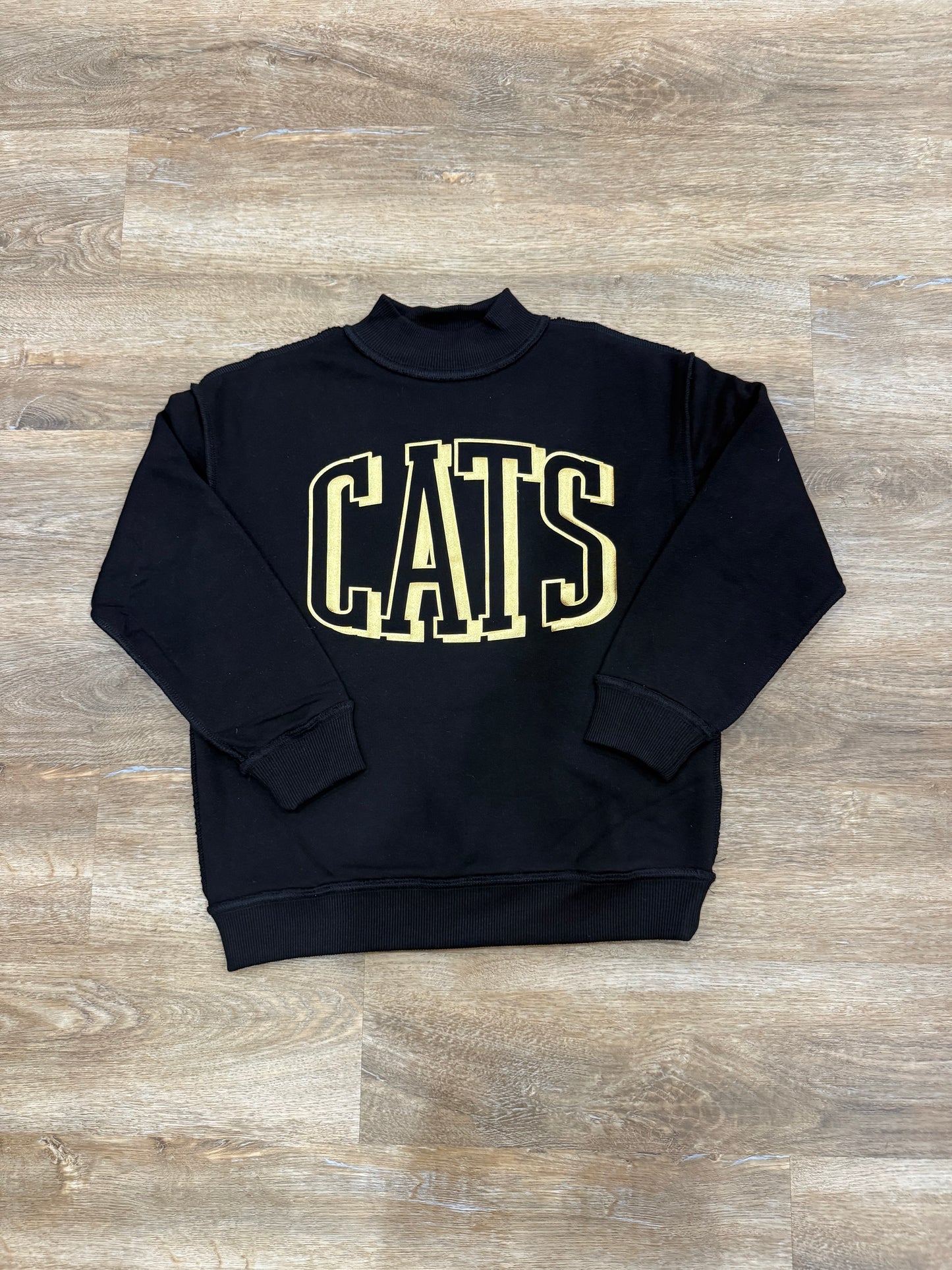 Mock Neck Metallic Puff Sweatshirt | Cats