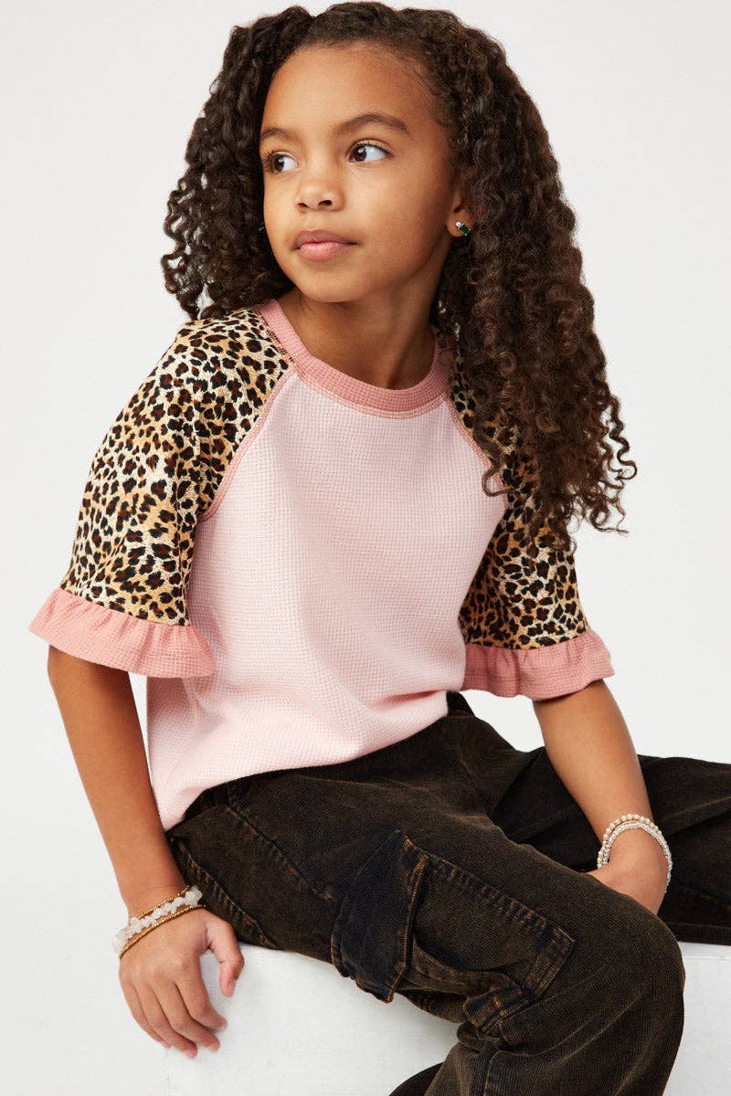 Leopard Sleeve Raglan Knit Top | Blush