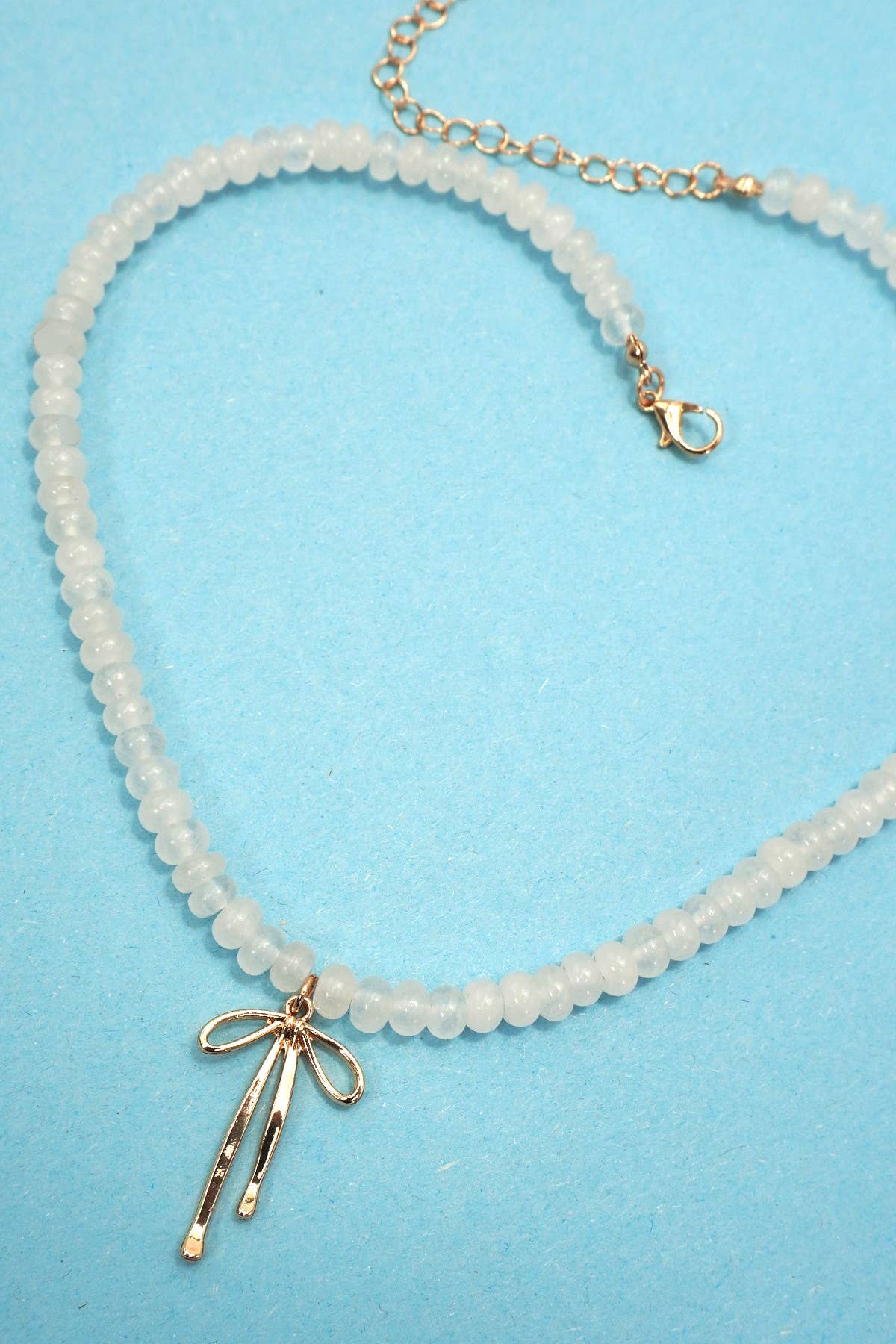 Natural Stone Bead + Bow Necklace