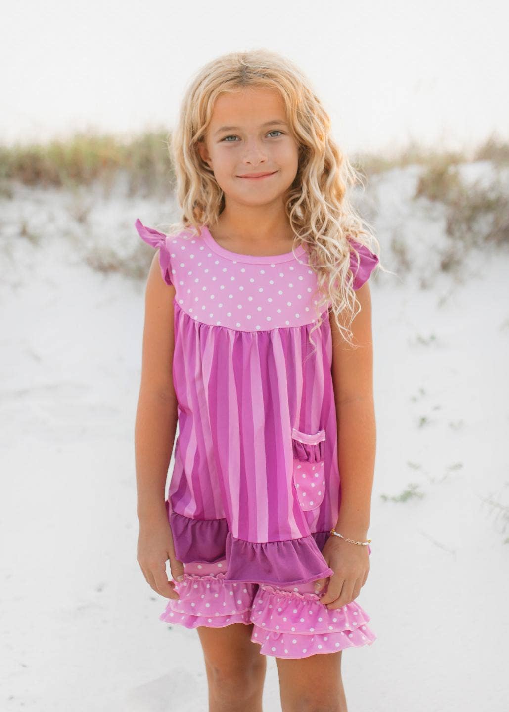 Purple Polka Dot Spring Shorts Set