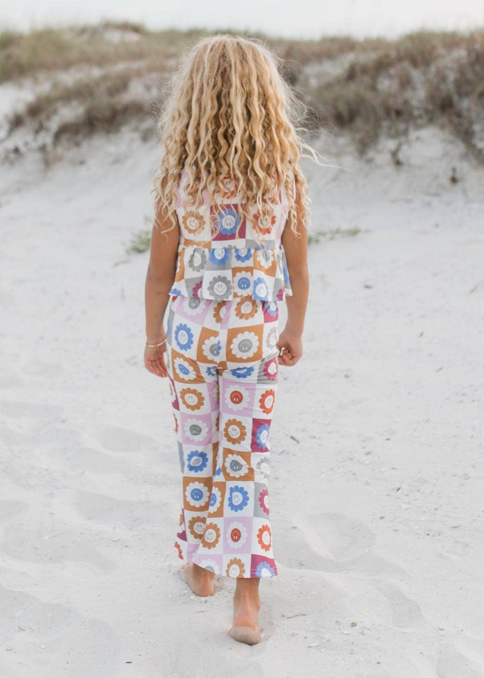 Retro Daisy Checkered Flare Set