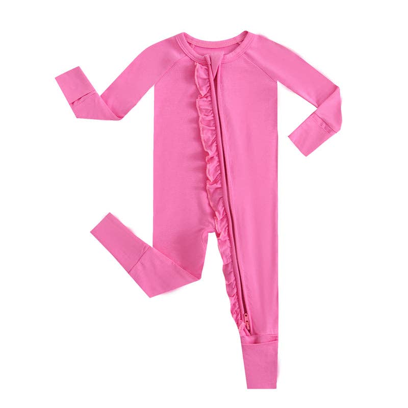 Perfectly Pink Ruffled Romper NICU Friendly