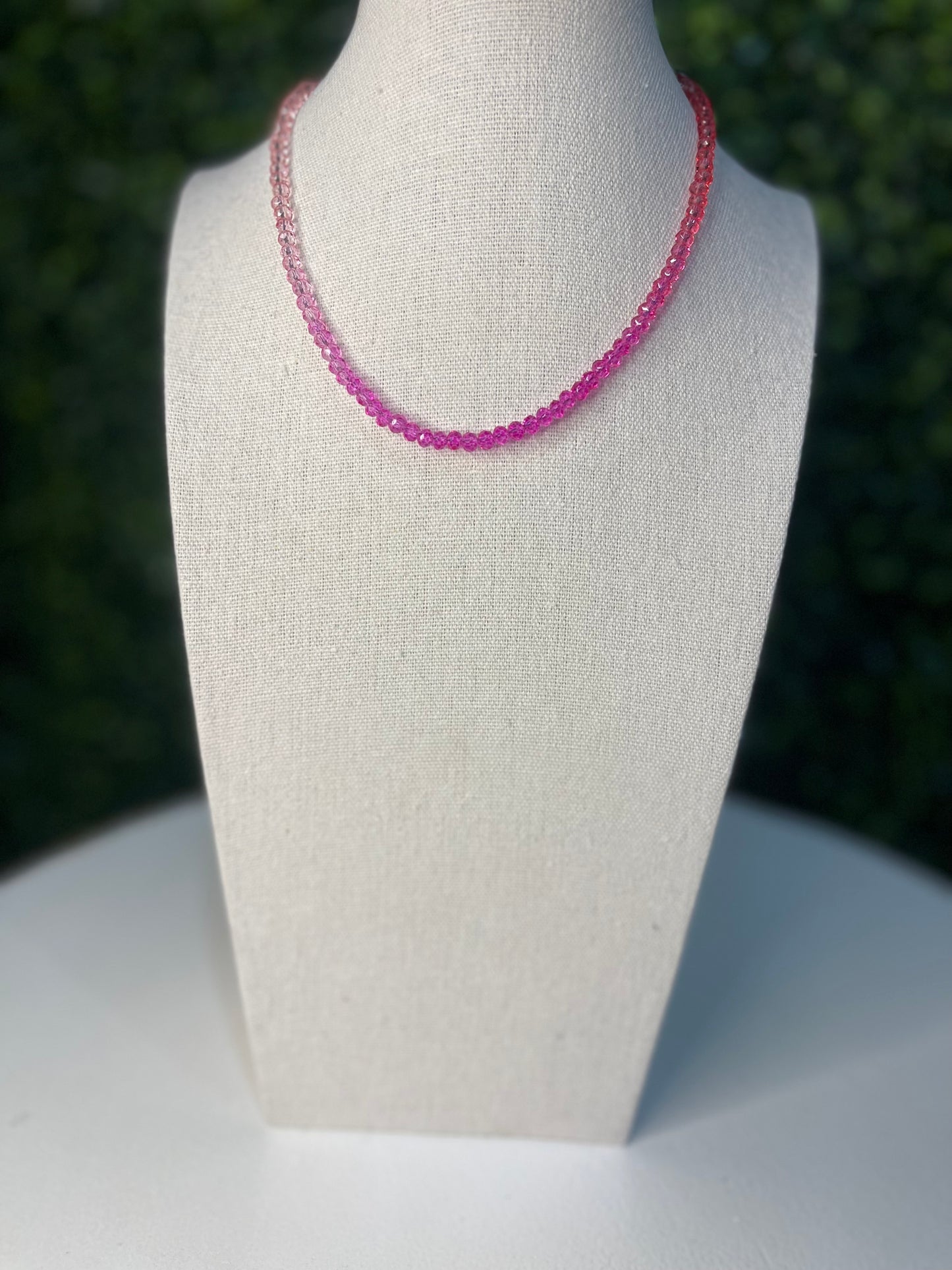 Pink/Red Ombré Beaded Necklace