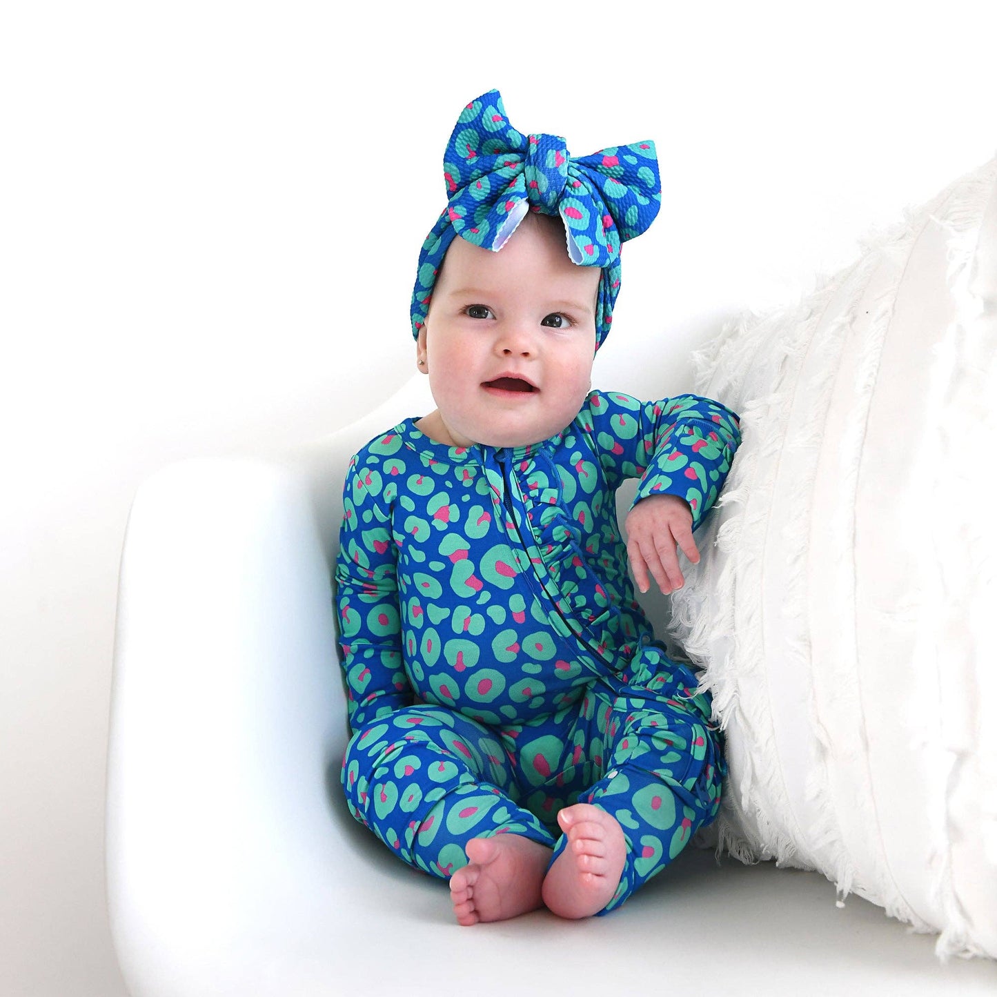 Miley Leopard Ruffle Zip Bamboo Baby Sleepies