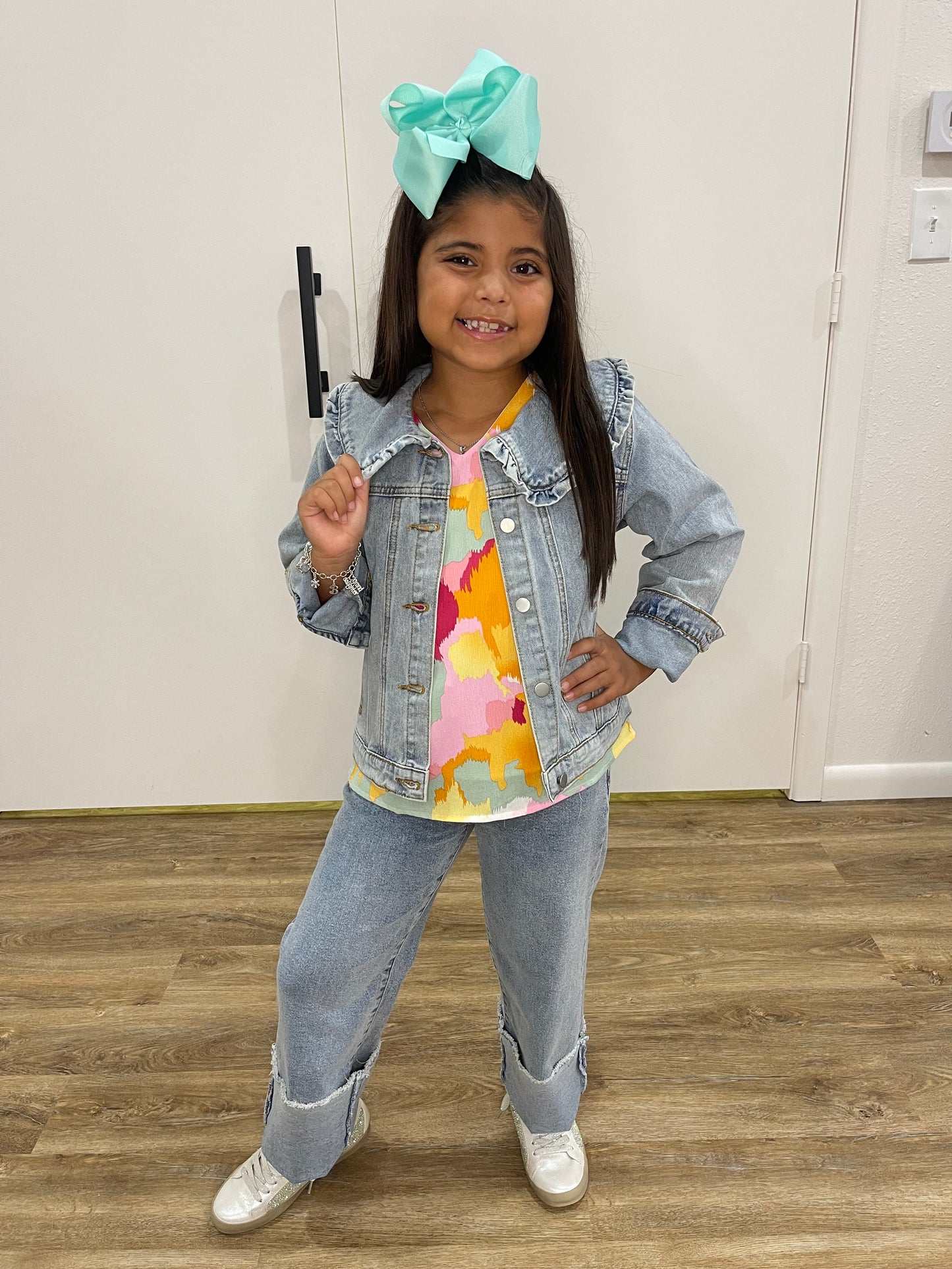 Ruffle Collar Denim Jacket