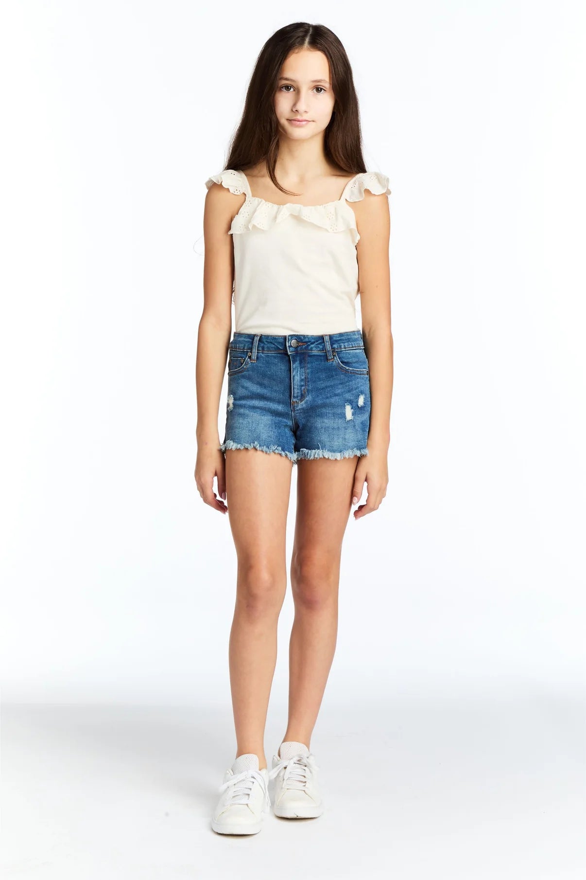 Brittany Frayed Hem Shorts | Indigo