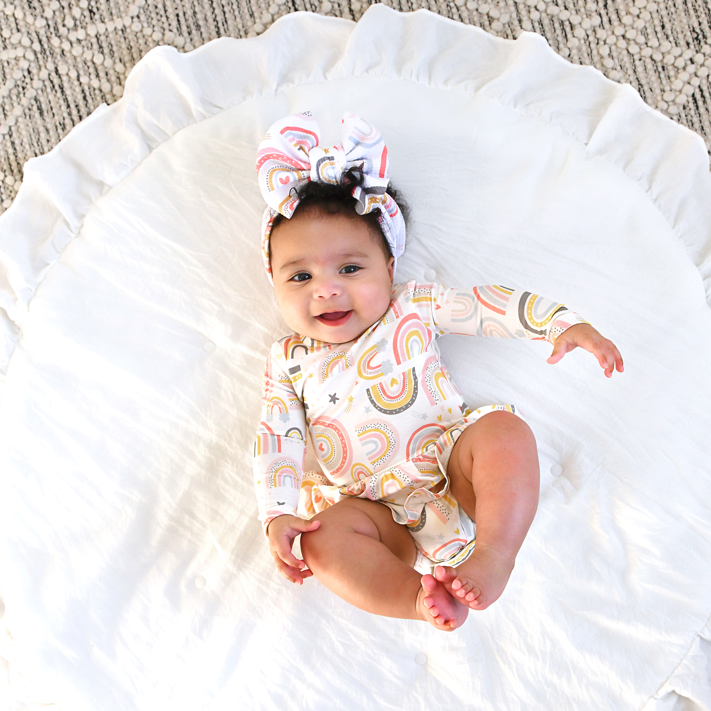 Millie Ruffle Zip Bamboo Rainbow Sleepies