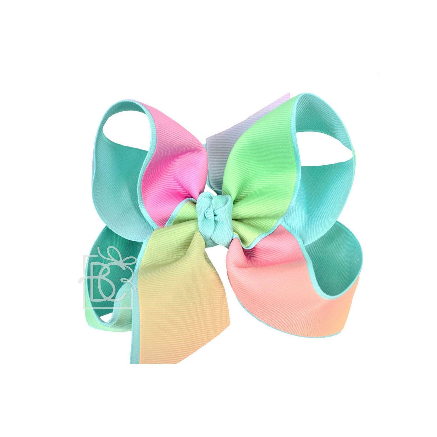 Layered Rainbow & Aqua Grosgrain Bow |5.5"