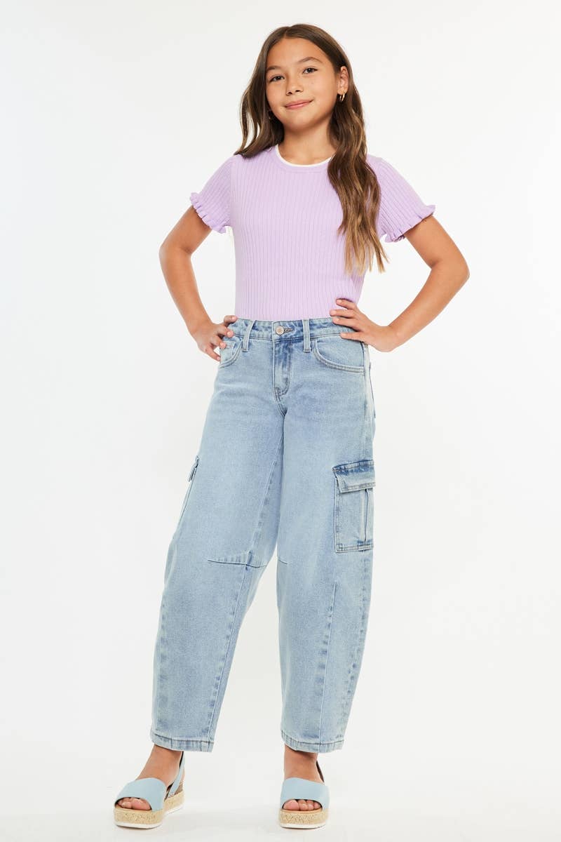KanCan Barrel Cargo Jeans | Light Wash