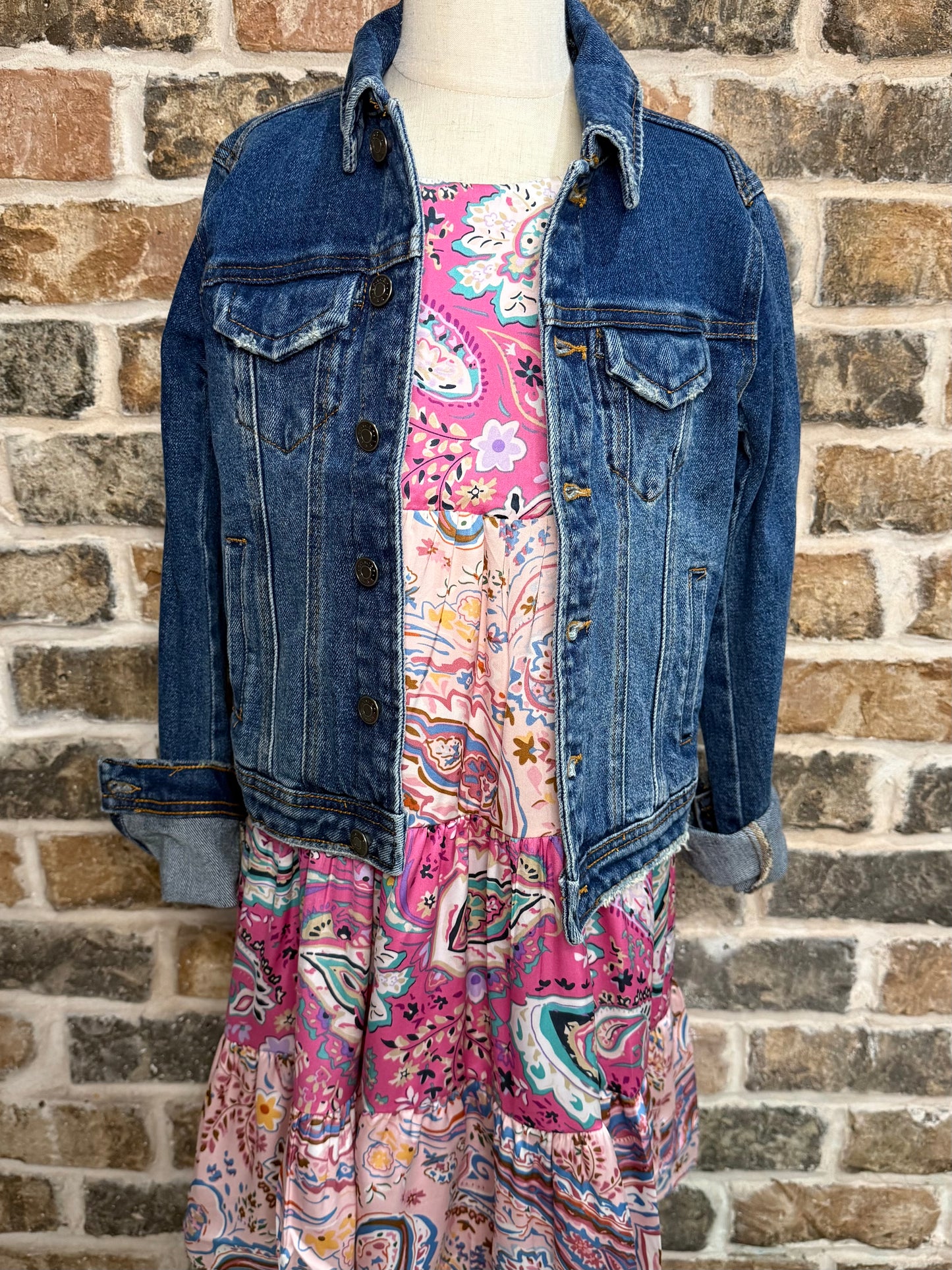 Paisley Print Tiered Satin Dress