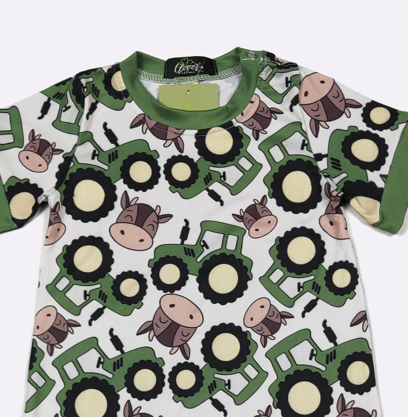 Green Tractor Boy Romper