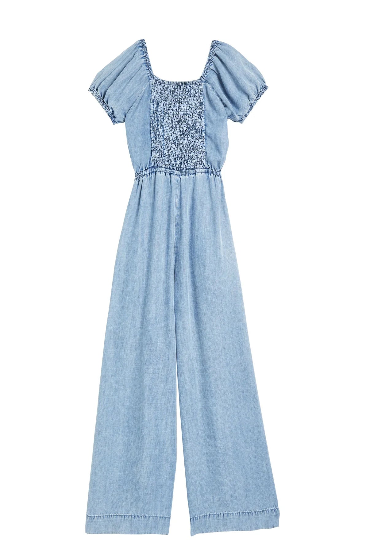 Chambray Cap Sleeve Wide Leg Jumpsuit