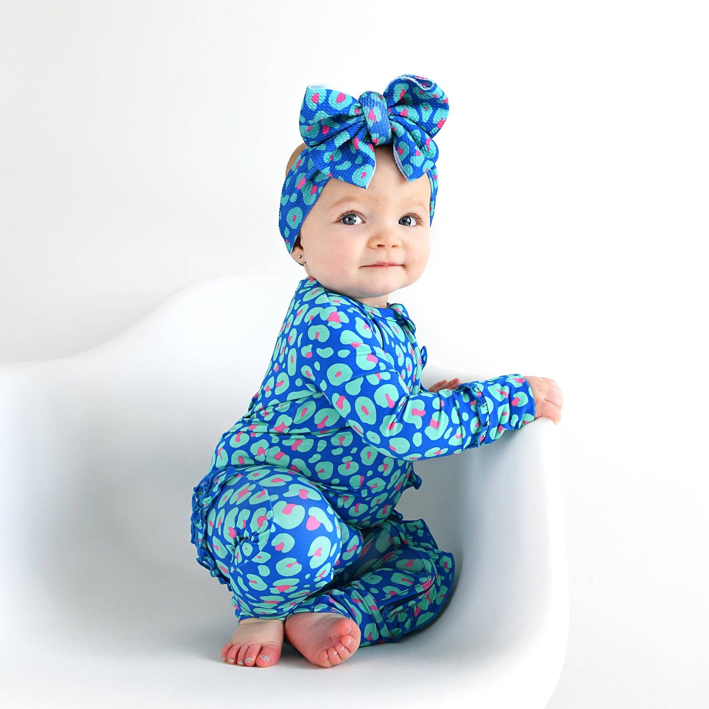 Miley Leopard Ruffle Zip Bamboo Baby Sleepies