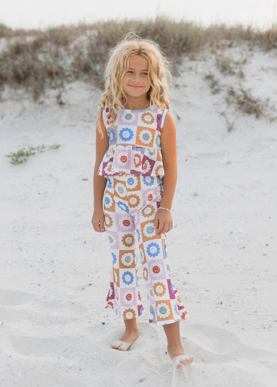 Retro Daisy Checkered Flare Set