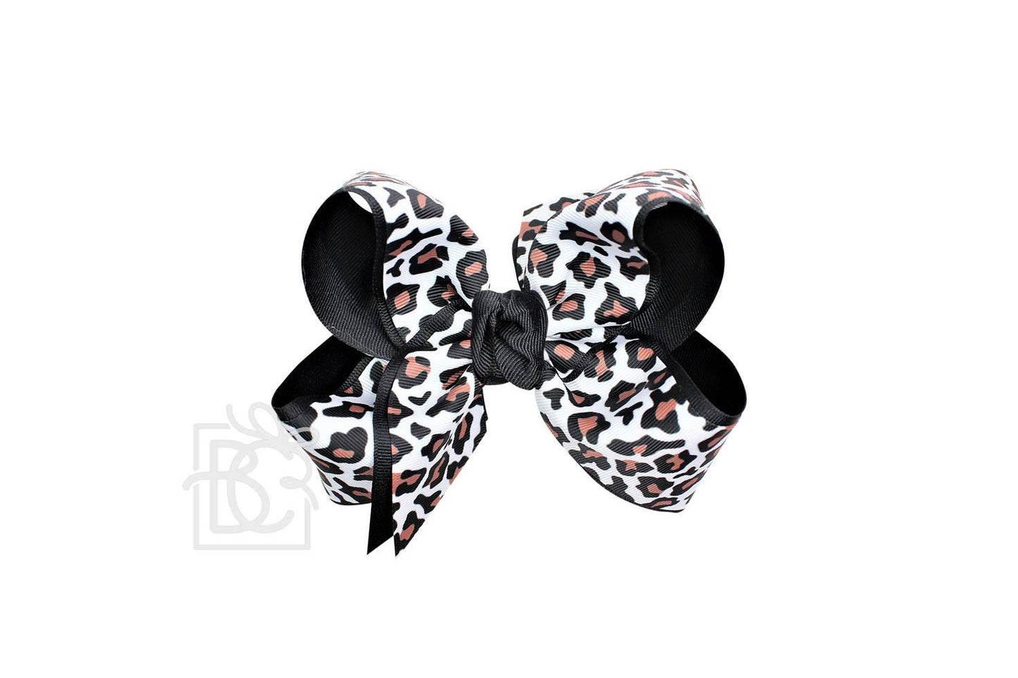 4.5" Layered White Leopard Bow | Black