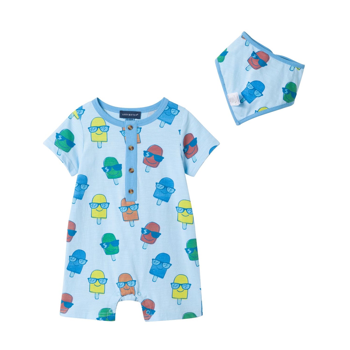 Ice Pop Baby Romper + Bib Set