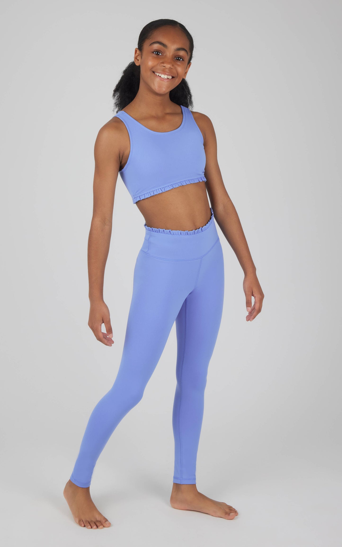 Lux Ruffle Detailed Bra and Leggings Set | Sky Blue