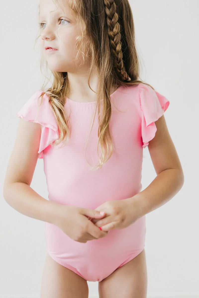 Bubblegum Pink Flutter Sleeve Leotard