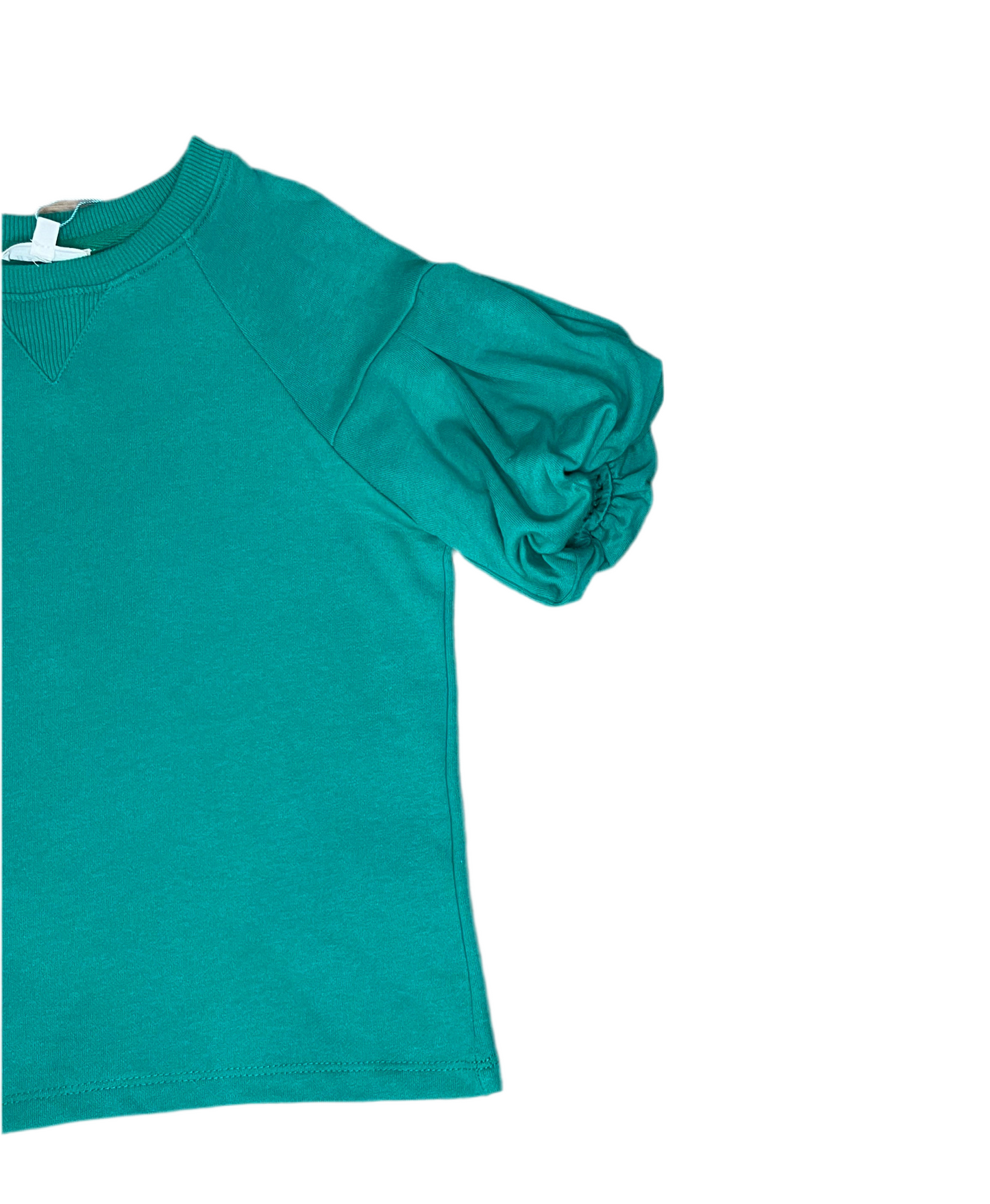 Box Pleat Puff Sleeve French Terry Top