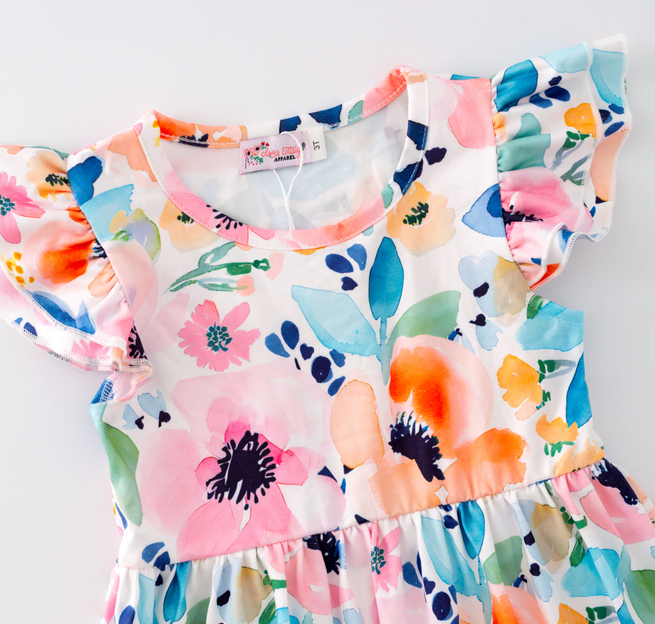 Watercolor Whisper Ruffle Maxi Dress