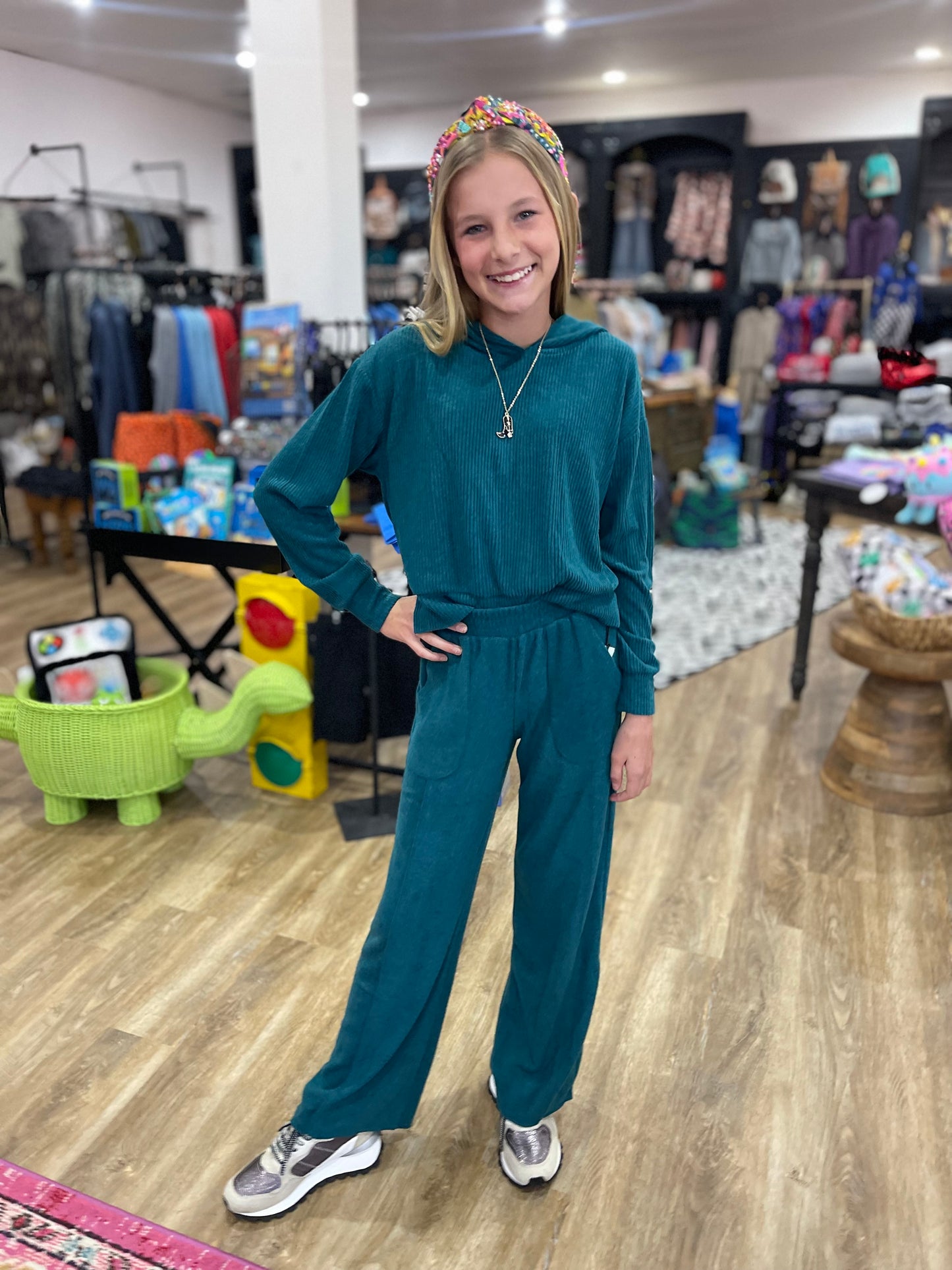 Cozy Jersey Wide Leg Pant | Teal