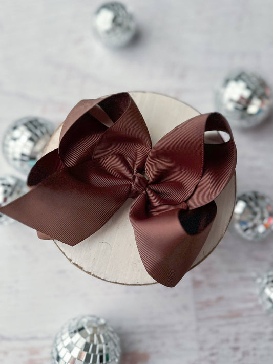 Oversize Bow 5.5" Grosgrain Hair Bow - Large: Chocolate