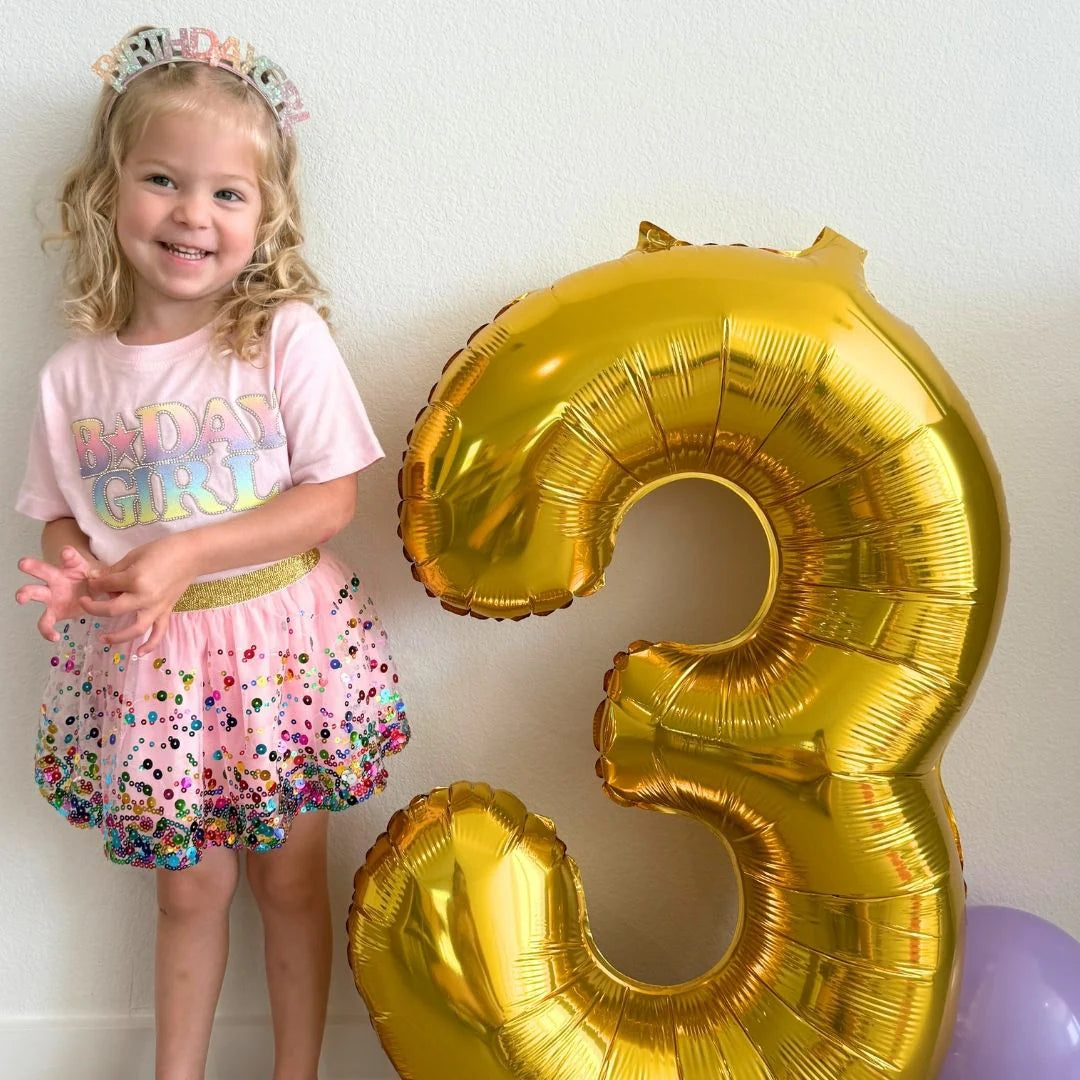 Pastel Rainbow B-Day Patch Short Sleeve T-Shirt