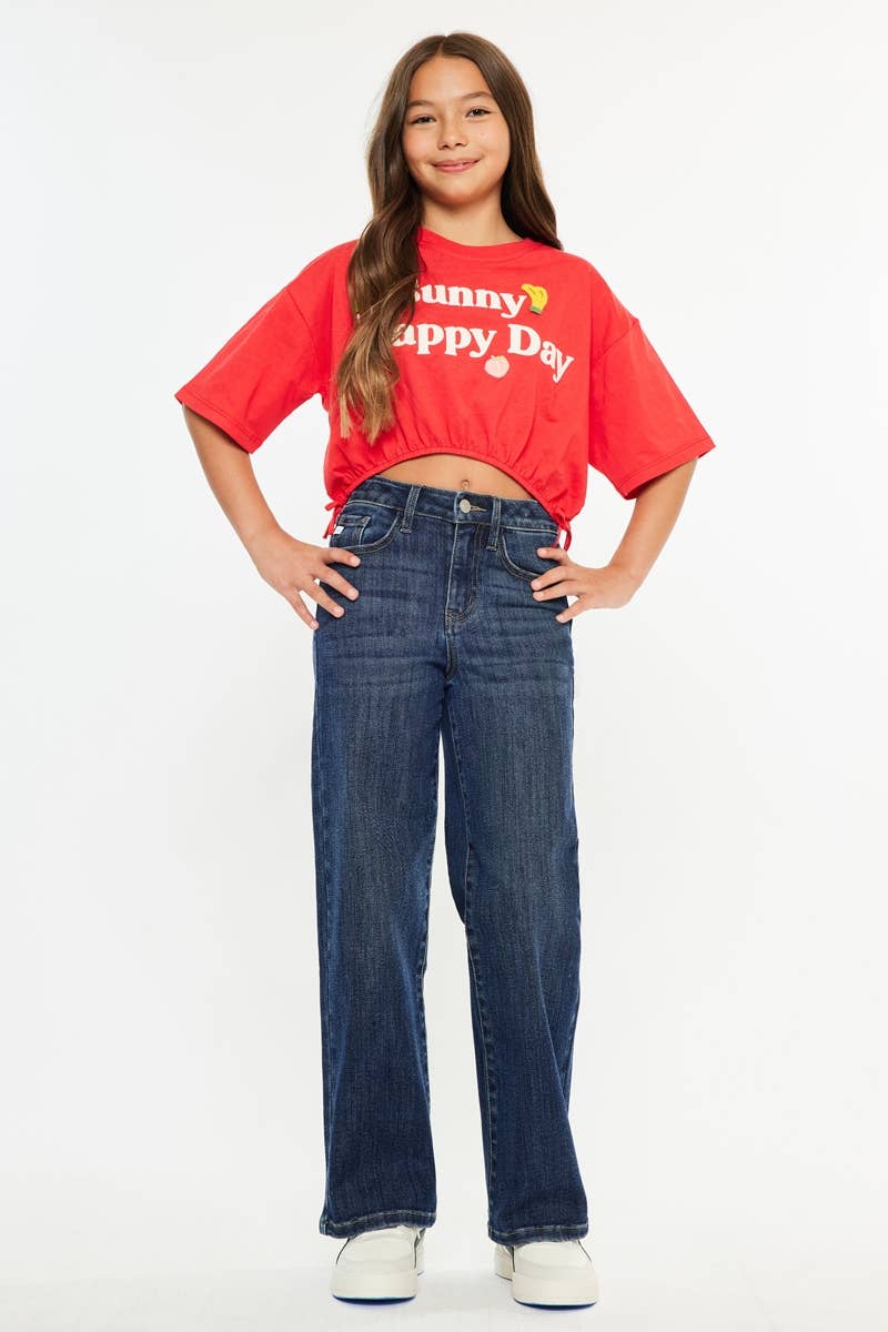 KanCan High Rise Wide Leg Jeans | Dark Wash