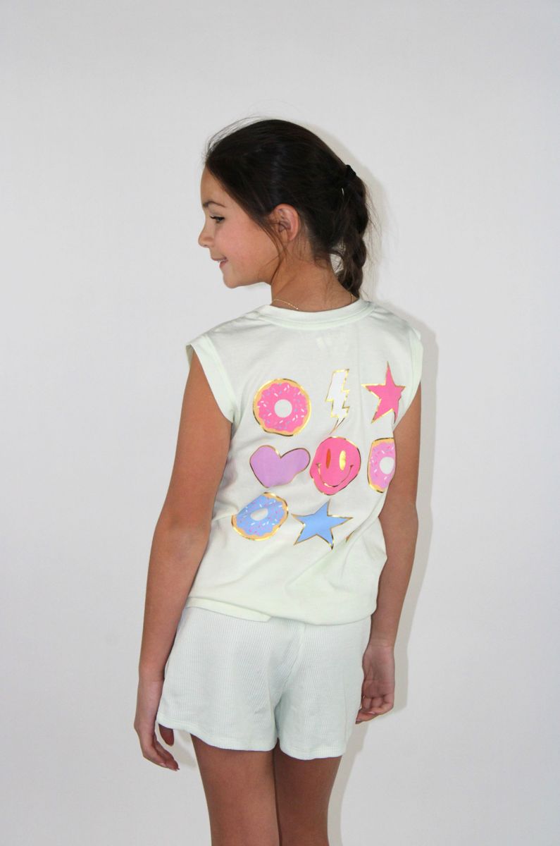 Happy Face & Donut Front Tie Tank