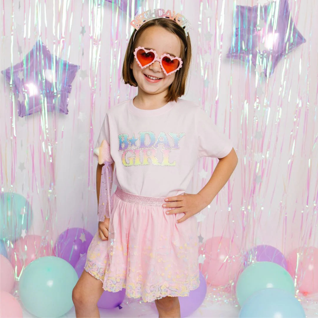 Pastel Rainbow B-Day Patch Short Sleeve T-Shirt