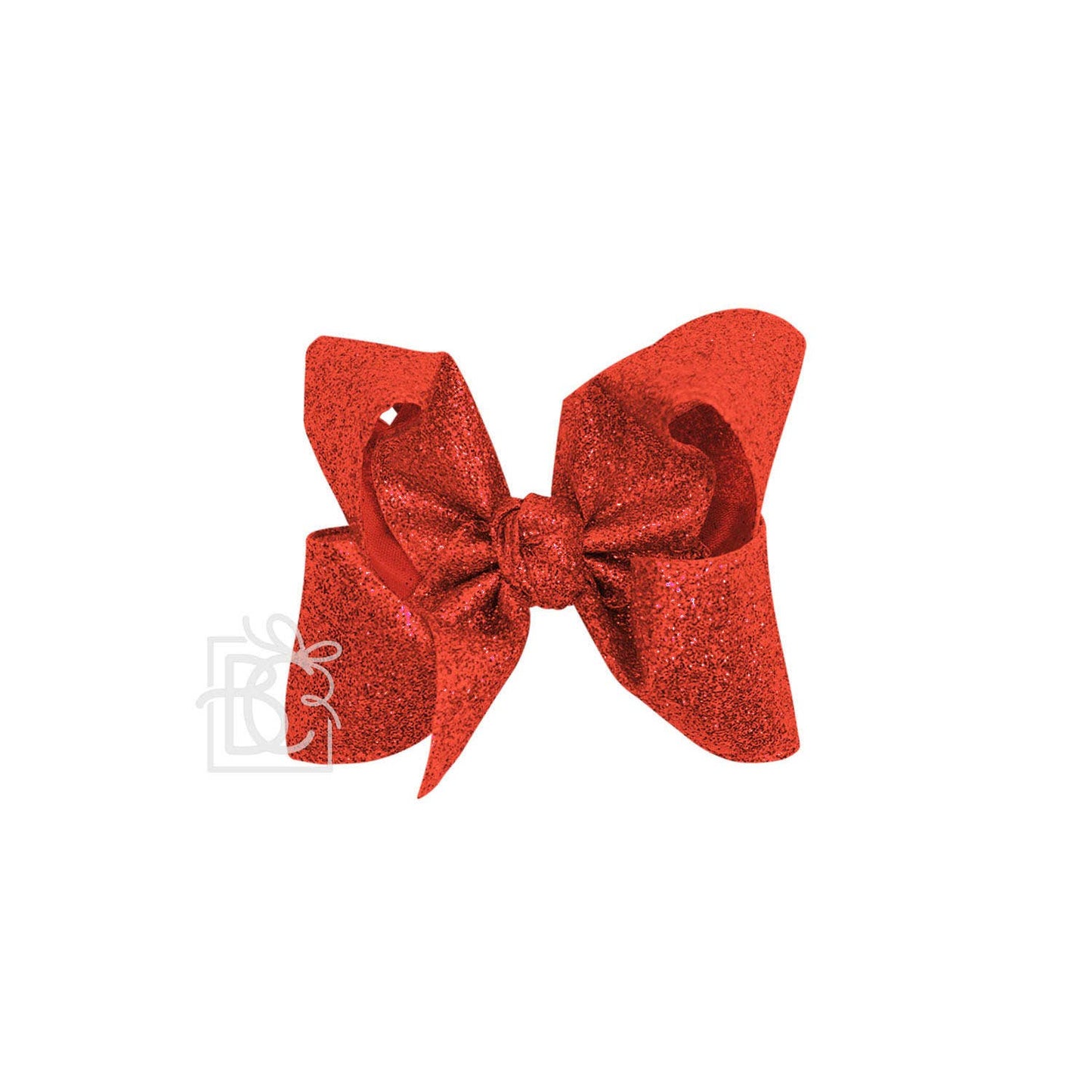 GLITTER METALLIC BOW ON CLIP: 6.5" Jumbo - 2.5" Ribbon on Lg. Alligator Clip / ROYAL BLUE