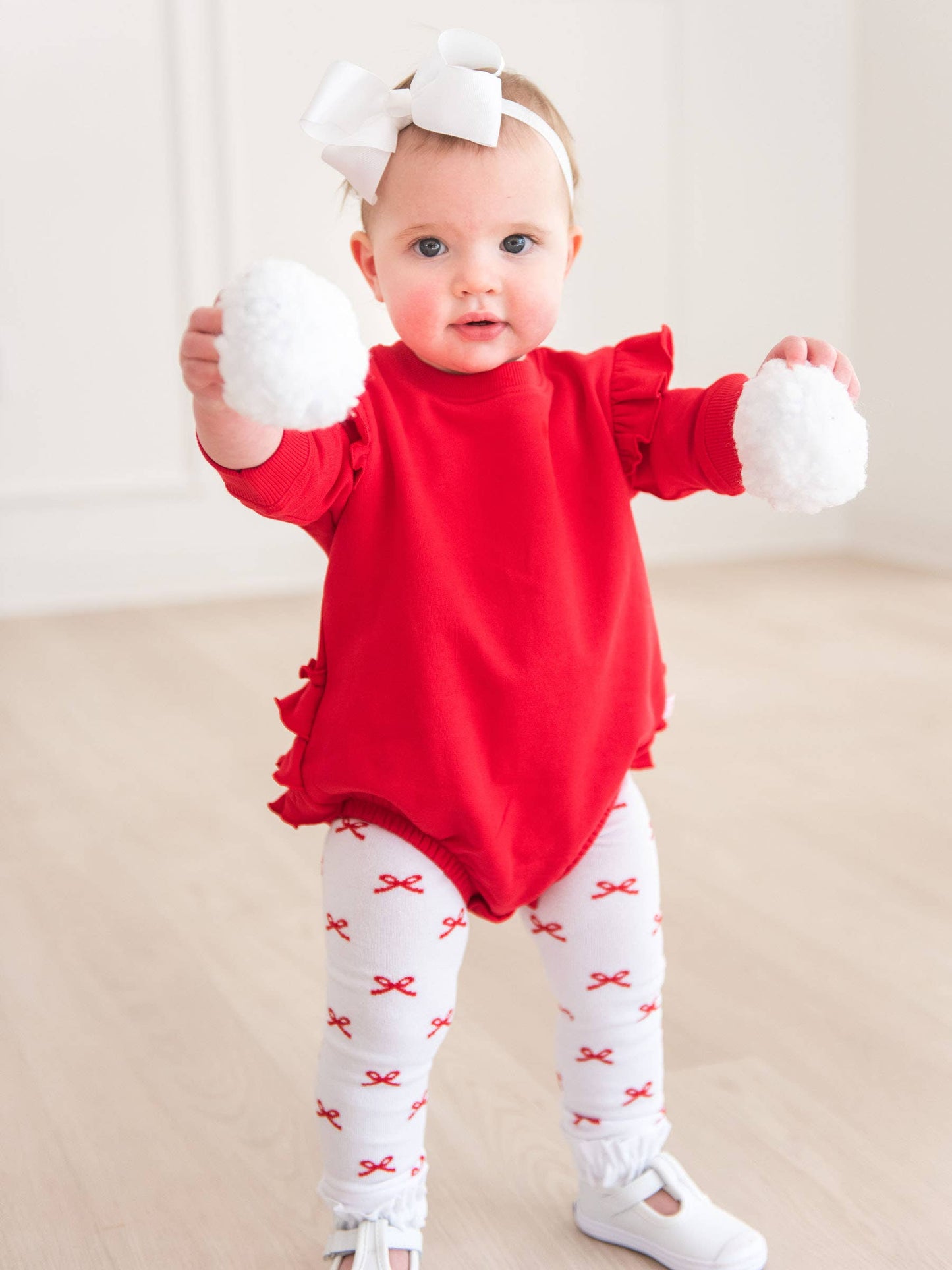 Red Bows Patterned Footless Ruffle Tights