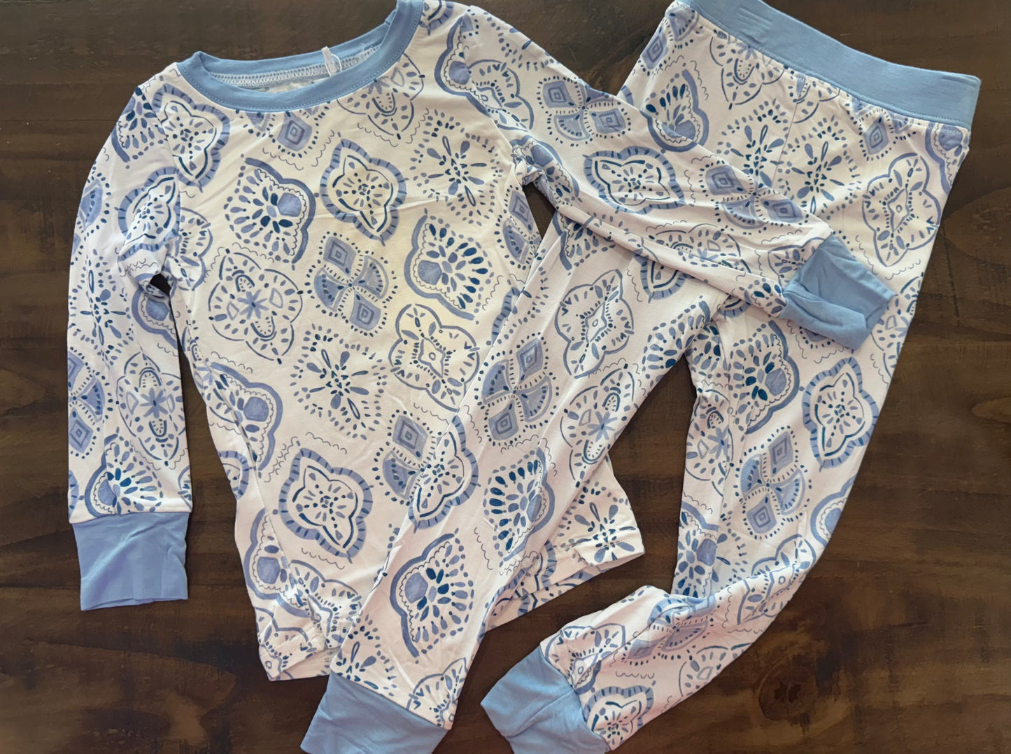 Blue Patterned Bamboo 2 Piece Set