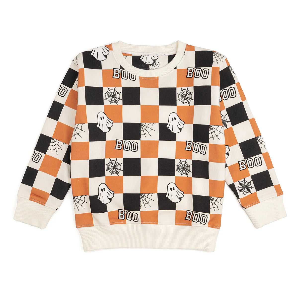 Boo Checkered Halloween Sweatshirt LP