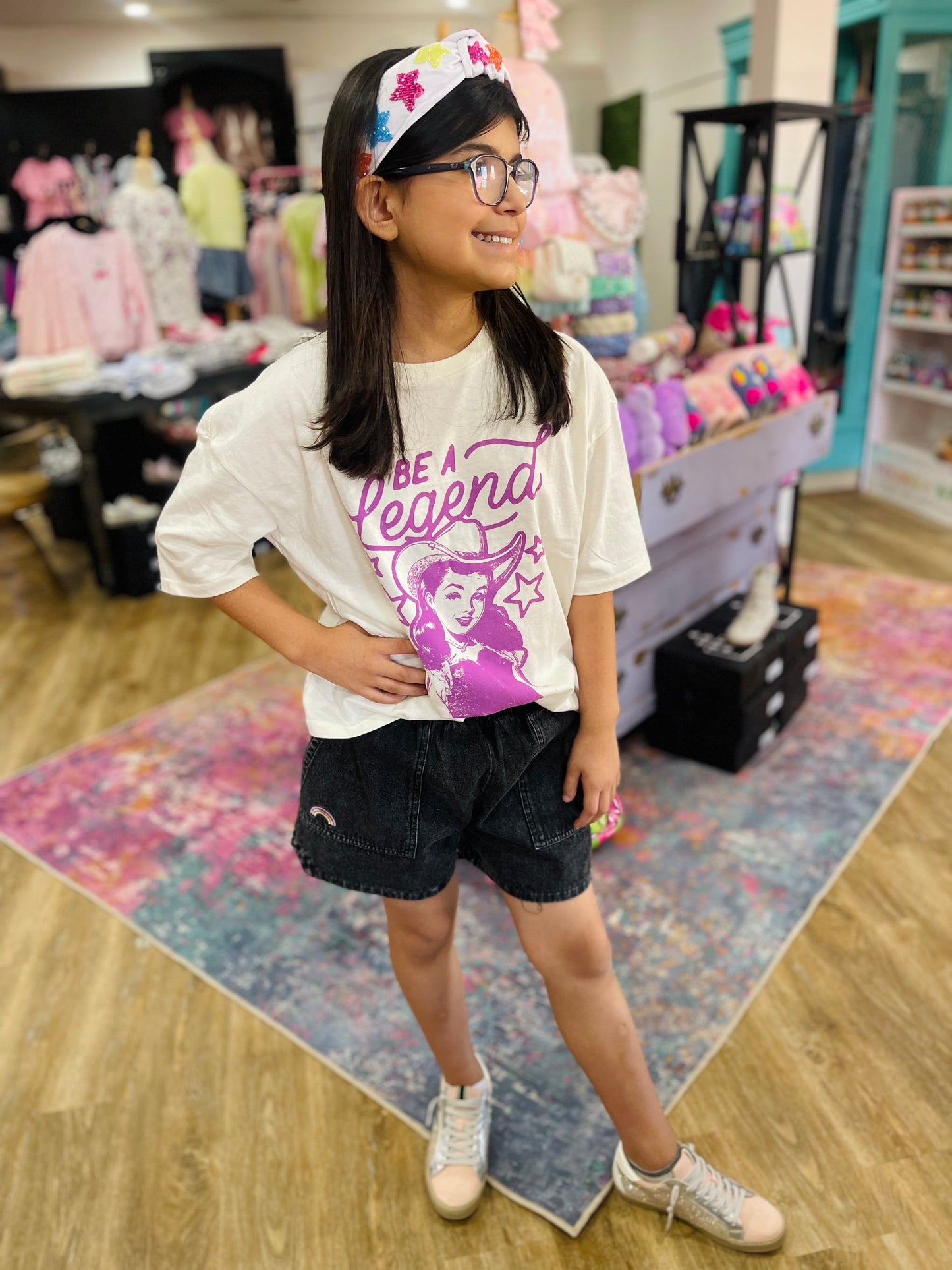 Black Denim Stay Positive Shorts