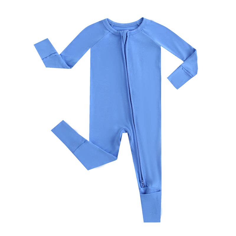 Pure Blue Zippered Romper NICU Friendly