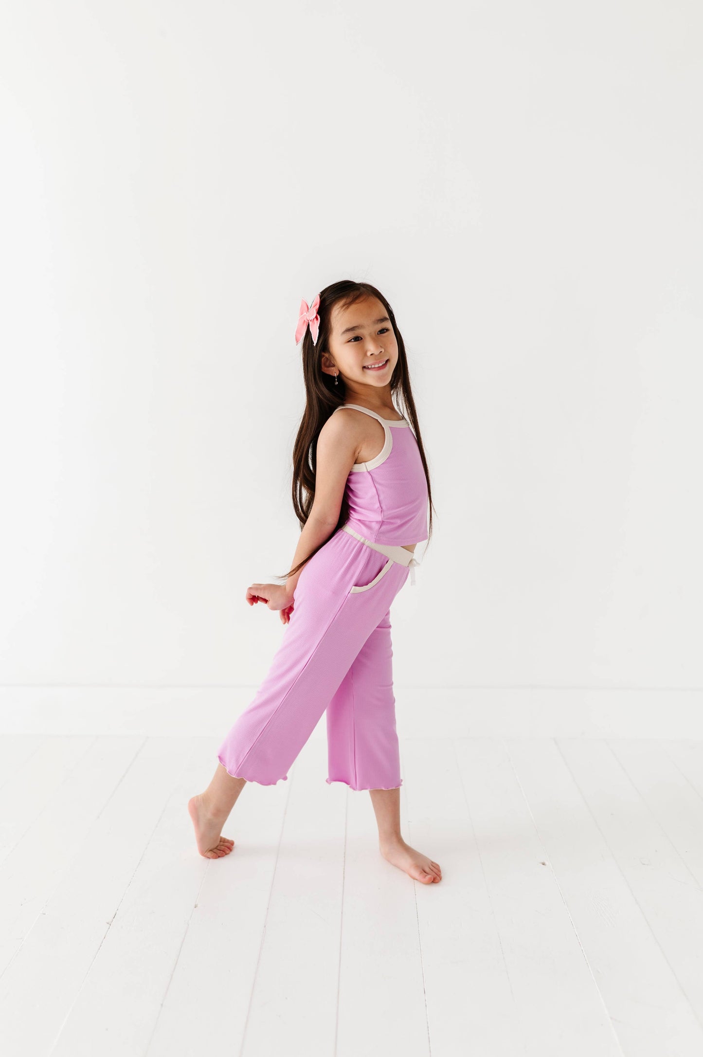 Lavendar | Ribbed Tank + Wide Leg Pants Set