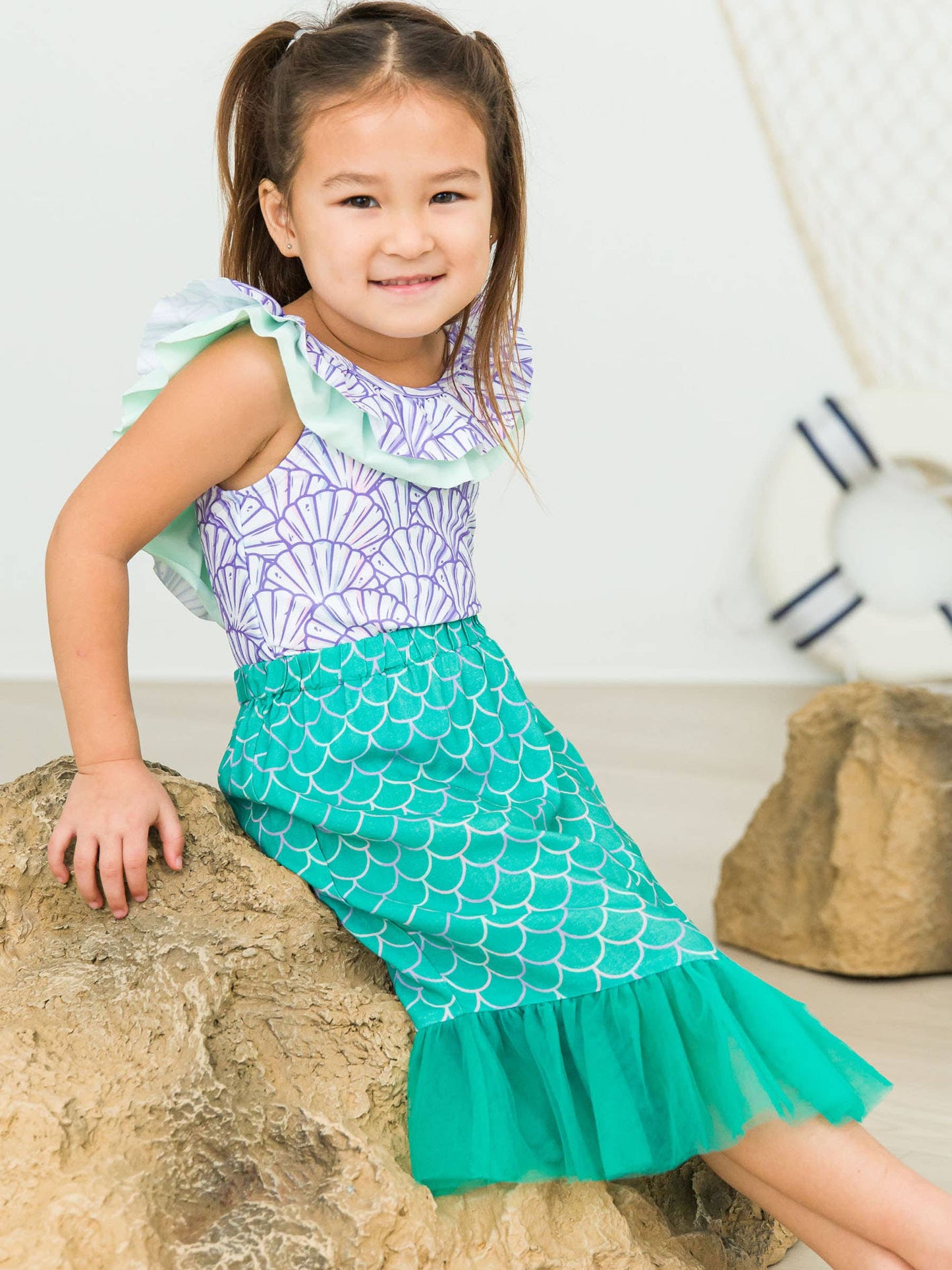 Sparkle Scales Mermaid Tail Skirt Cover-Up