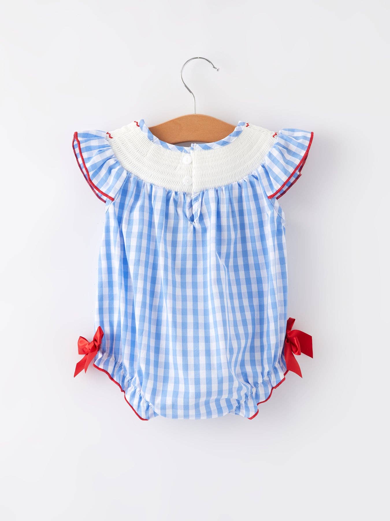 Flag Embroidery Smocked Bubble Romper