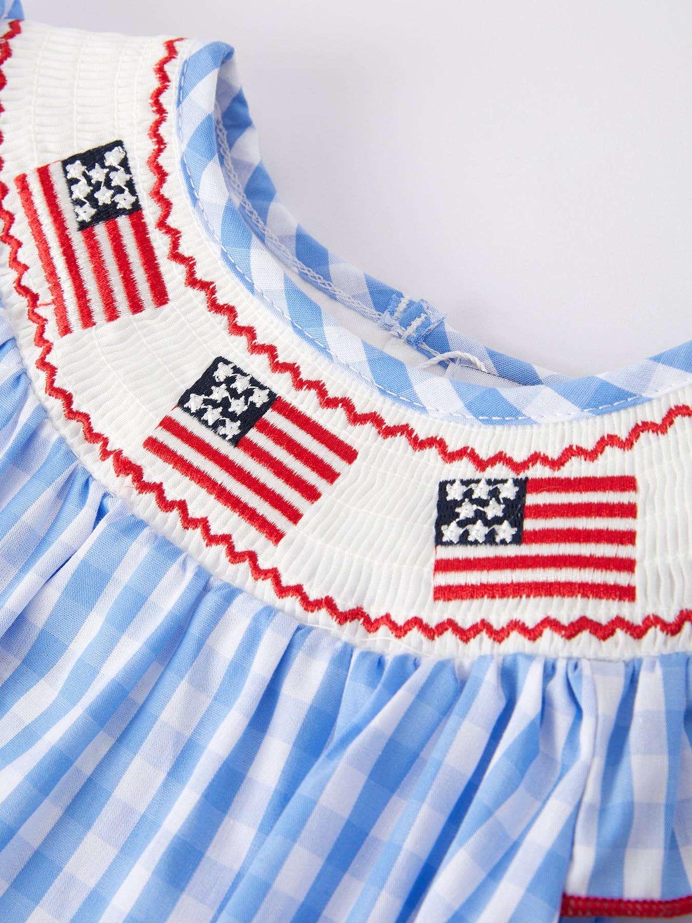 Flag Embroidery Smocked Bubble Romper