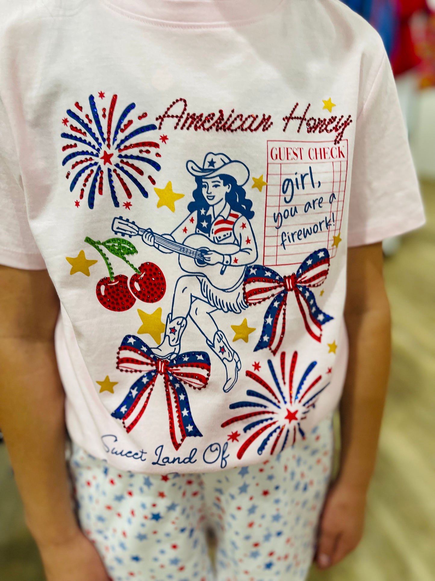 American Honey Rhinestones Graphic Tee | Pink
