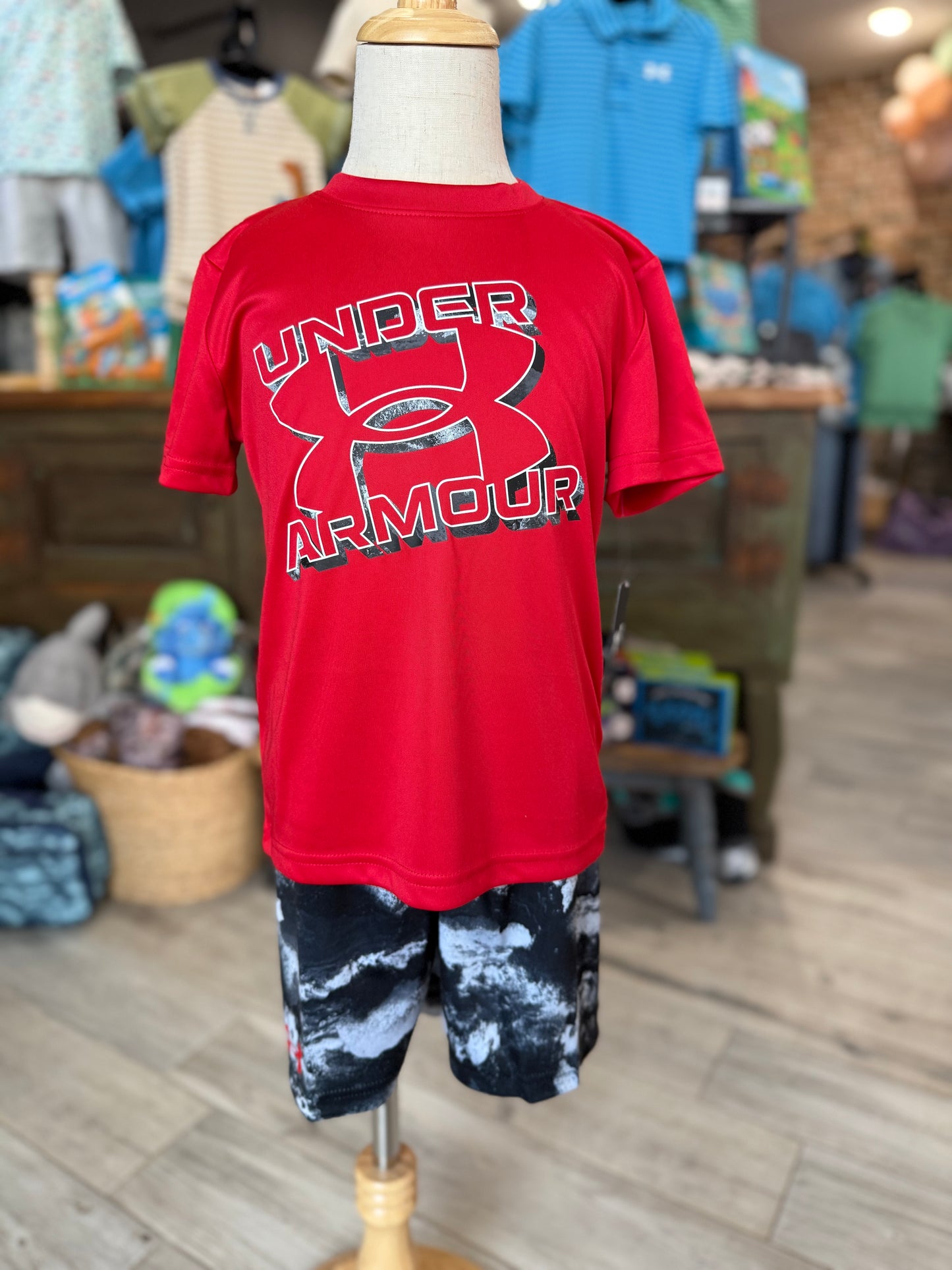 UA Tech Printed Shorts Set | Red | 5-7