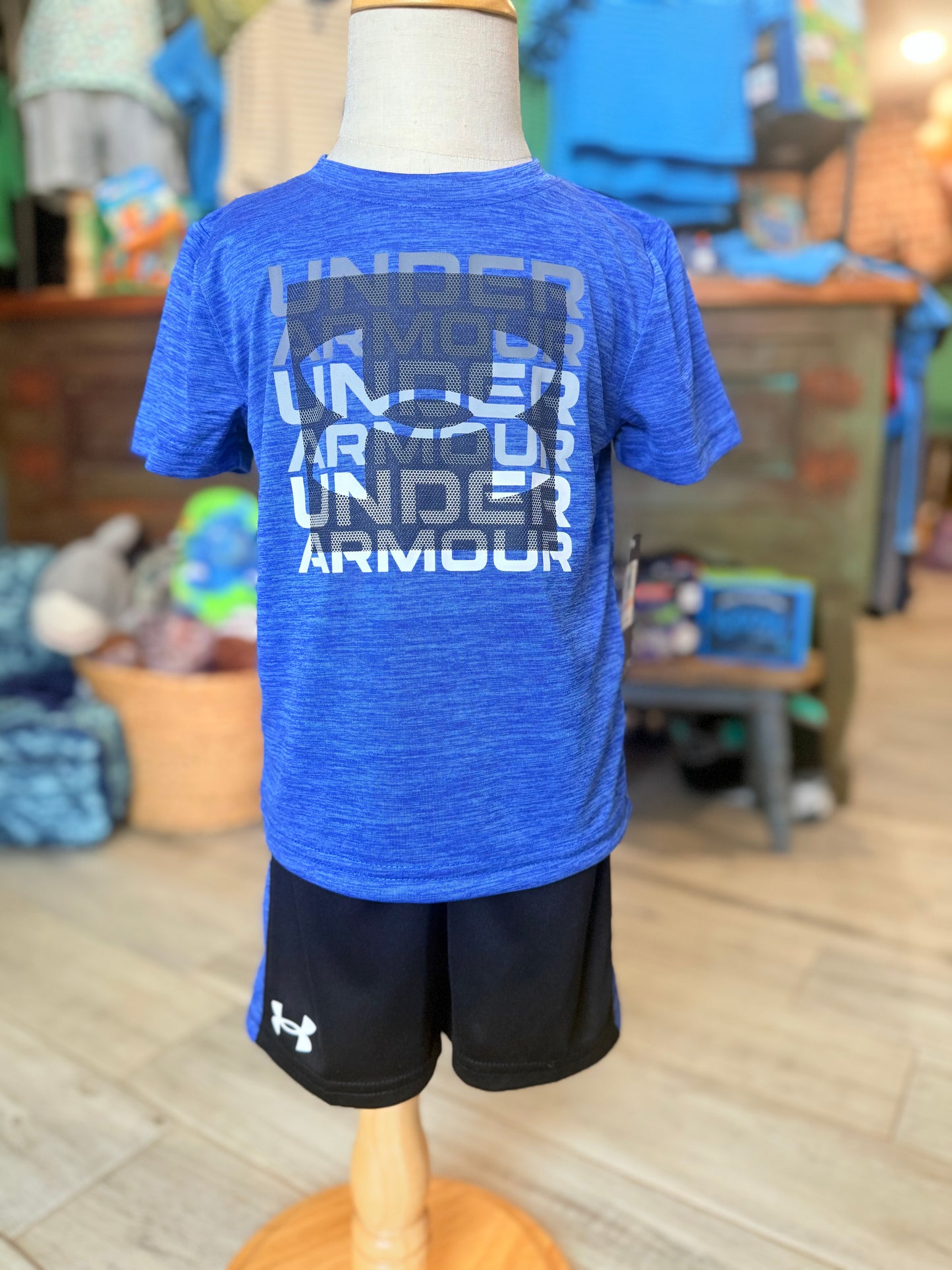 UA Tech Logo Shorts Set | Heather Blue | 12m-24m