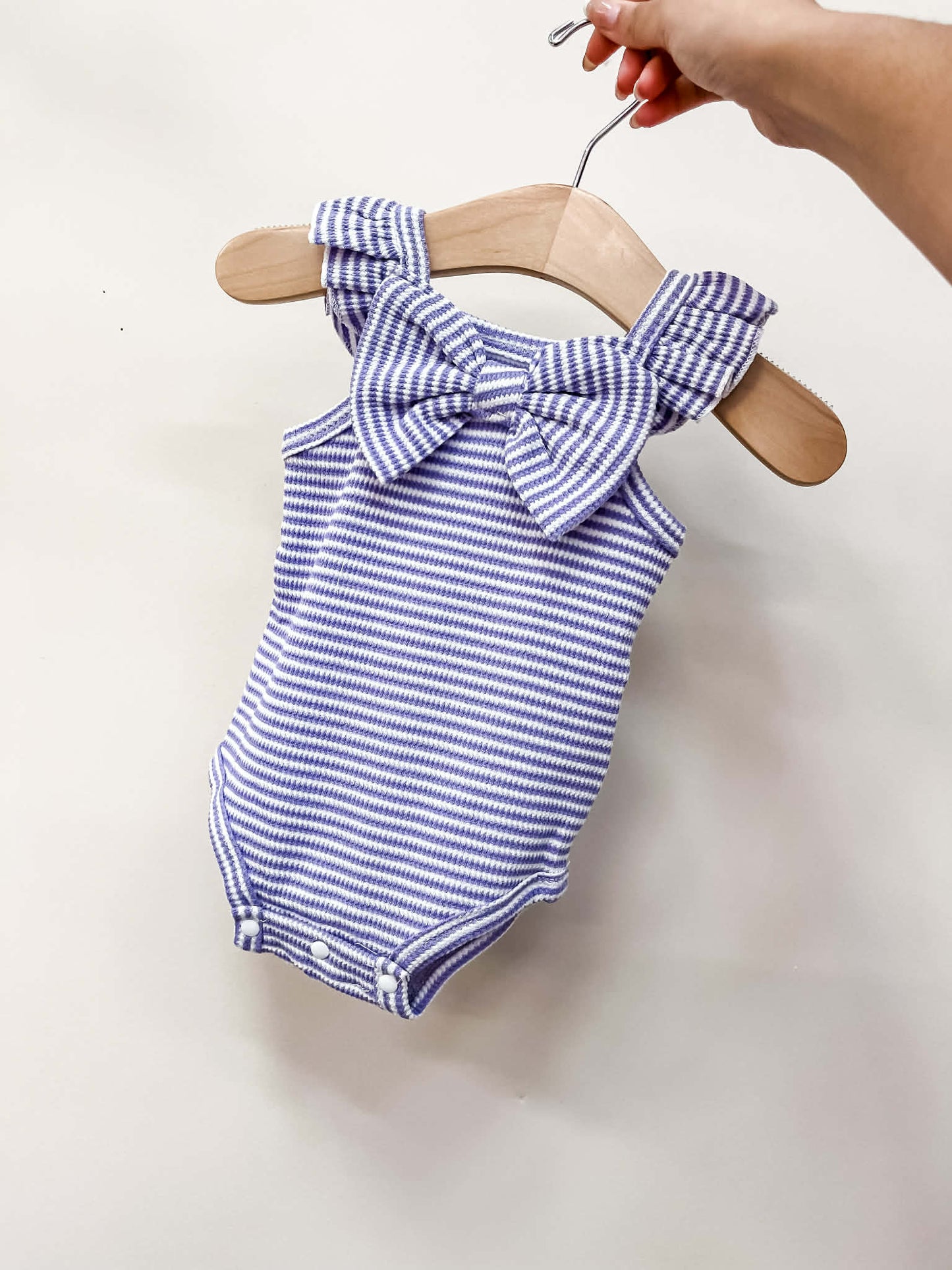 Waffle Knit Bow Romper | Purple