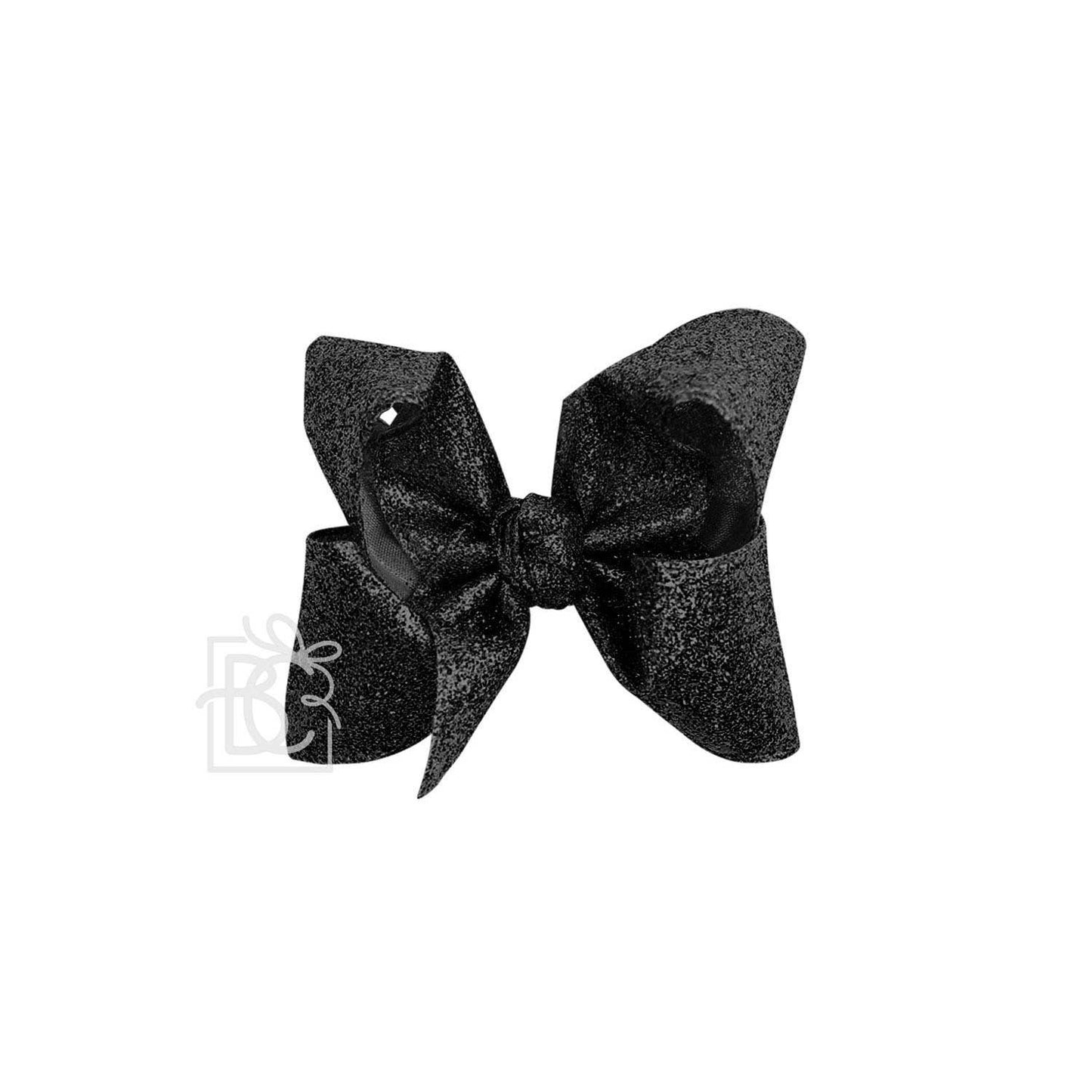 GLITTER METALLIC BOW ON CLIP: 6.5" Jumbo - 2.5" Ribbon on Lg. Alligator Clip / ROYAL BLUE