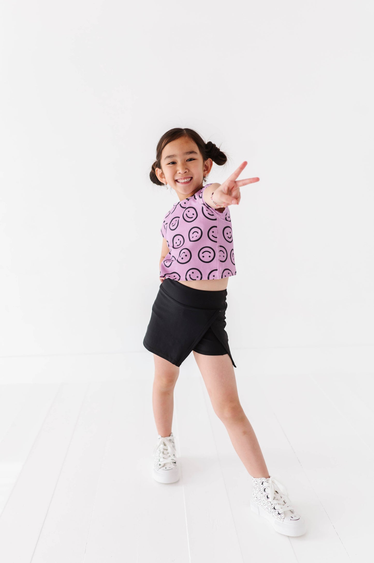 Mauve Smilies | Cross Back Tee